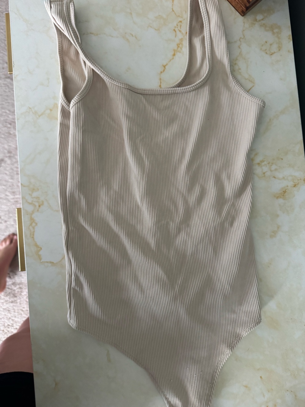 Abercrombie & Fitch Beige Ribbed Tank Top